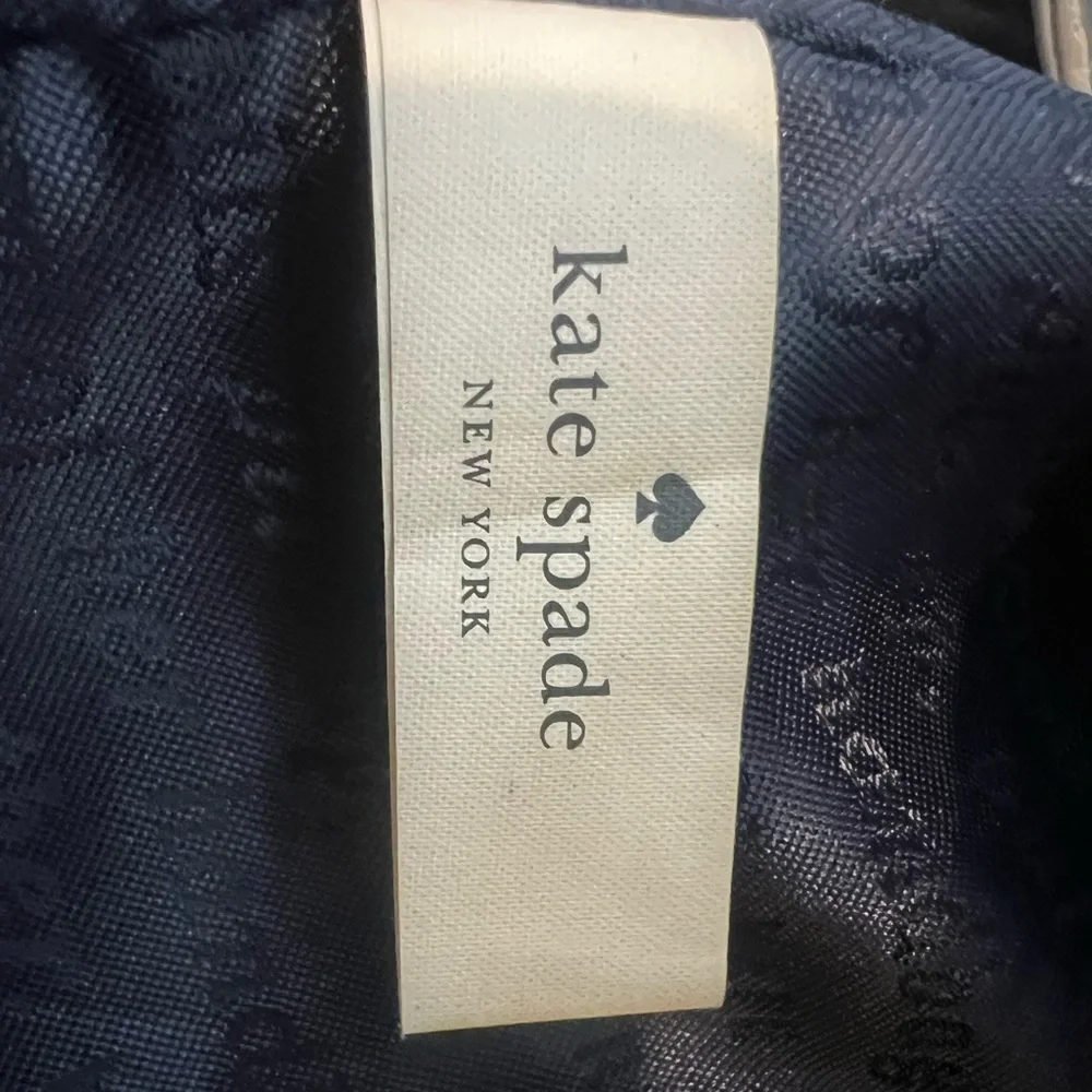 👜 💙 Kate Spade Cameron Navy & Almond Satchel | Two-Tone Pebbled Leather - Picture 10 of 16